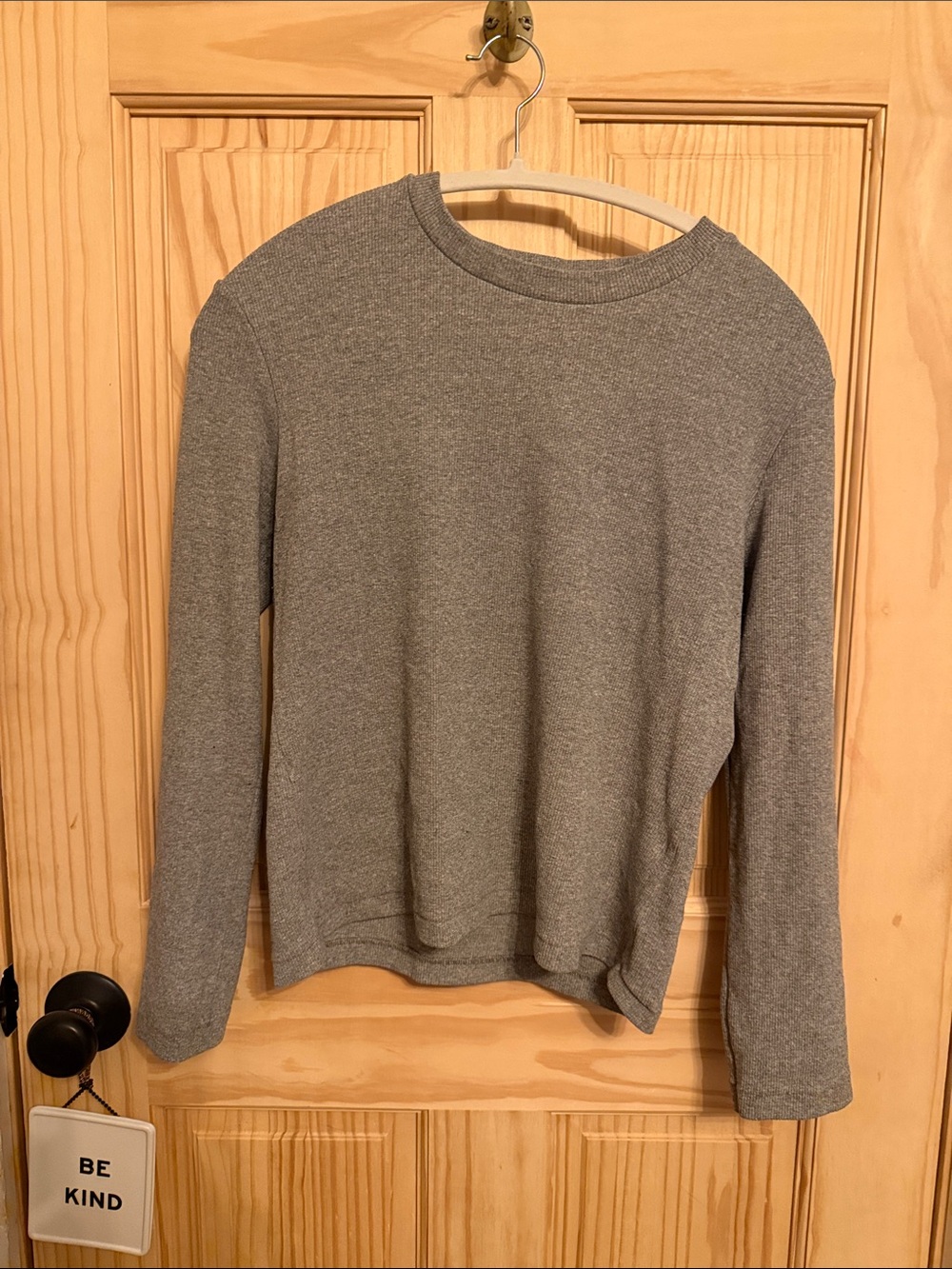perfectwhitetee Ribbed Crewneck Long-Sleeve Top - Gray